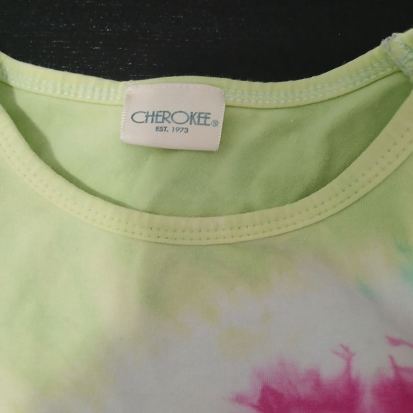 🛍 Girls Cherokee Tank Top Size 2 Green Pink Tie Dye - Picture 4 of 4
